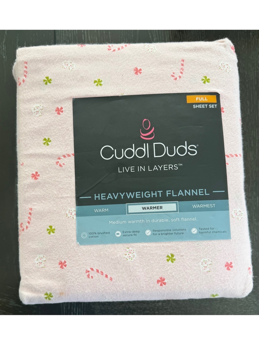 Cuddl Duds Heavyweight Flannel Pink Candy Scatter Sheet Set